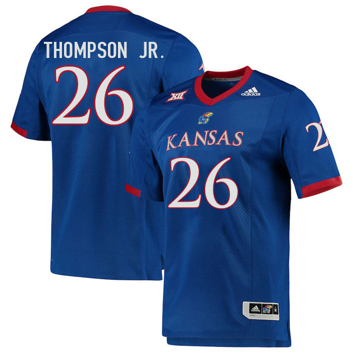 Men #26 Johnny Thompson Jr. Kansas Jayhawks College Football Jerseys Stitched Sale-Royal